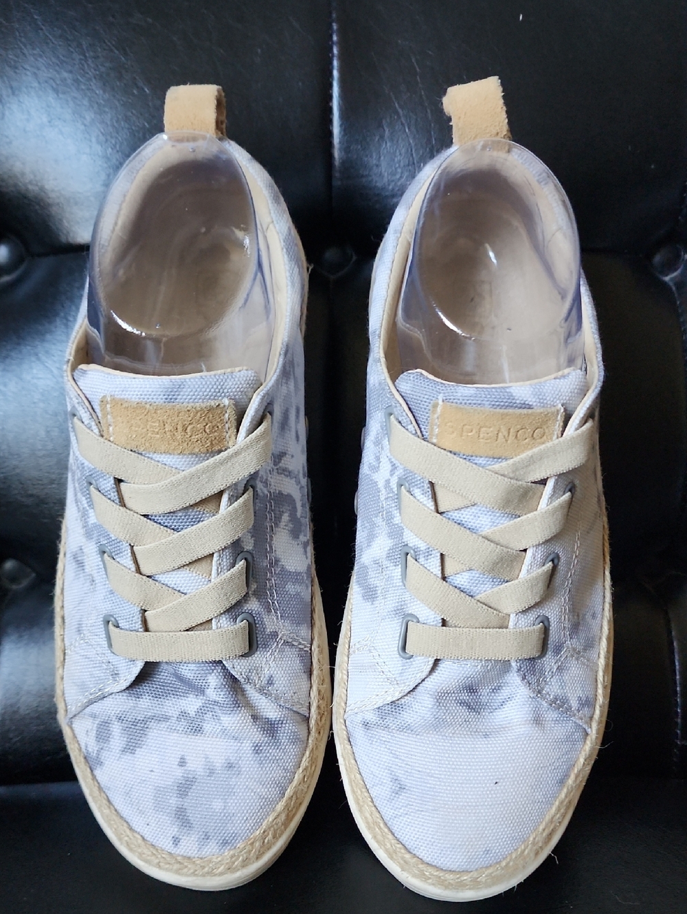 Spenco Malibu 21 Gore Lace Grey Tie-Dye Canvas Orthopedic Slip-On Sneakers 7.5